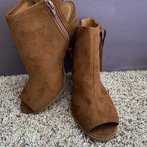 Brown suede high heels